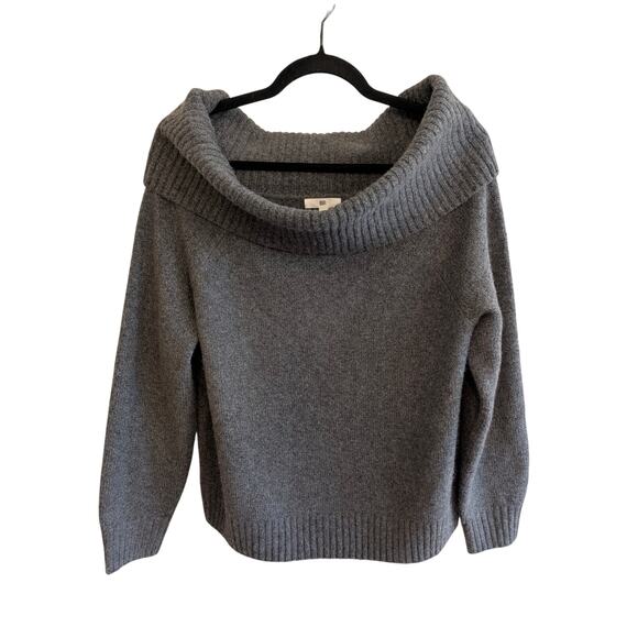BP. Women's Fold Over Off The Shoulder Sweater Long Sleeve Gray Size M - Picture 4 of 9